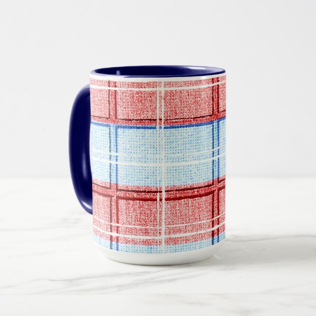 Karierter Cup-Tasse Rot, Weiß und Blau Tasse (Vorderseite Links)