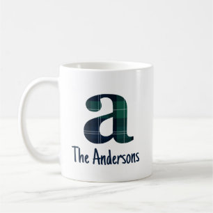 Karierter Druckminderbuchstabe a Initial und Name Kaffeetasse