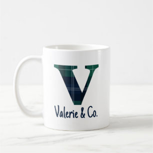 Karierter Druckminderbuchstabe / Initial und Name Kaffeetasse