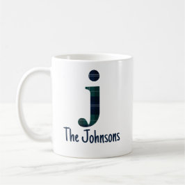 Karierter Druckminderbuchstabe j Anfangsbuchstabe  Kaffeetasse