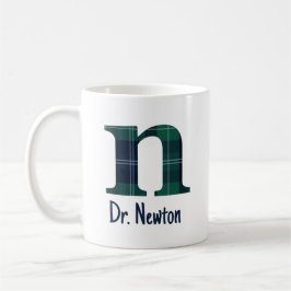 Karierter Druckminderbuchstabe n Anfangsbuchstabe  Kaffeetasse