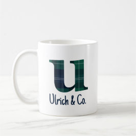 Karierter Druckminderbuchstabe u Anfangs und Name Kaffeetasse