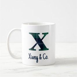 Karierter Druckminderbuchstabe x Anfangsbuchstabe  Kaffeetasse