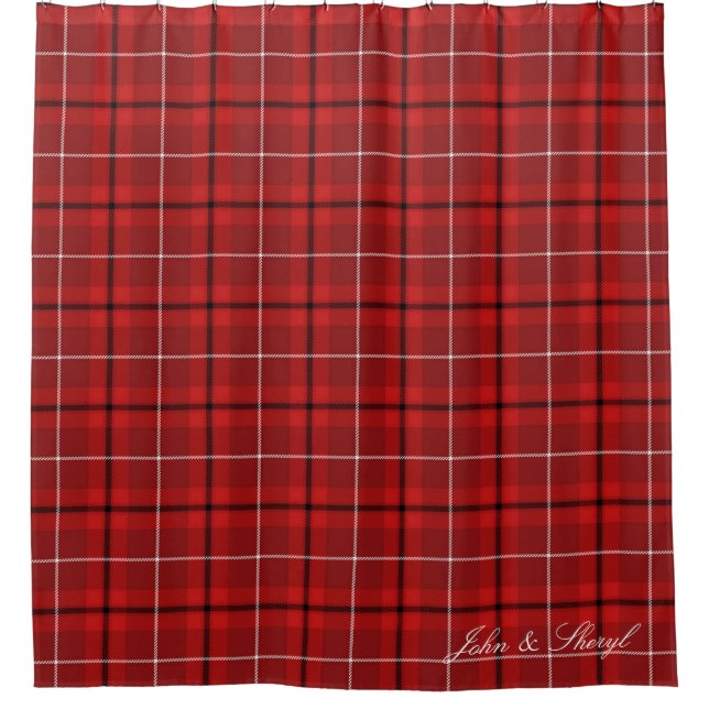 Karierter Duschvorhang aus Tartan, Rot und Schwarz (Vorderseite)