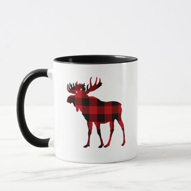 Karierter Elche Kaffee Tasse Rotes Buffalo Kariert (Links)