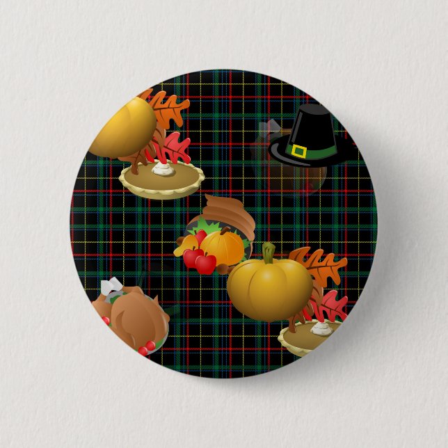 karierter Erntedank Button (Vorderseite)