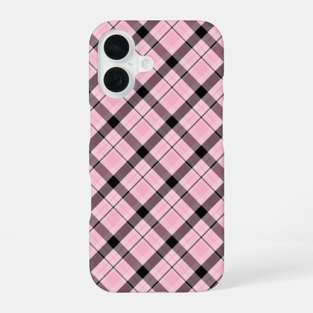 Karierter Fall in Rosa iPhone 16 Hülle (Rückseite)