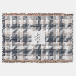 Karierter Familienname Heather Gray and Light Crem Decke
