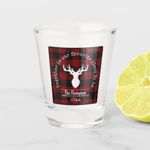 Karierter Familienname Rot und Schwarz Buffalo Schnapsglas