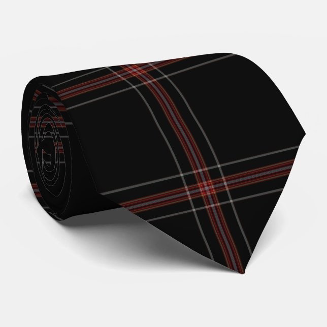 Karierter Flannel mit schwarzem Tartan Krawatte (Gerollt)