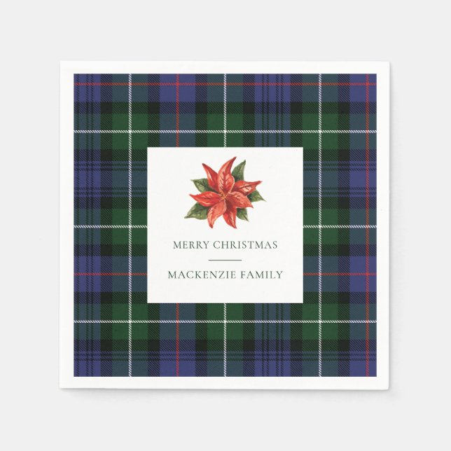Karierter floraler Rustikaler Weihnachtsfest Tarta Serviette (Vorderseite)