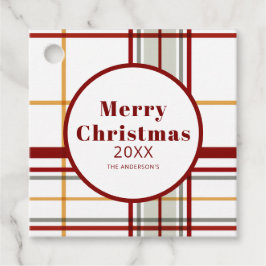 Karierter froher Weihnachtsurlaub Geschenkanhänger