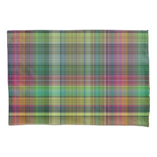 Karierter gelber rosa grüner Tartan Kissenbezug
