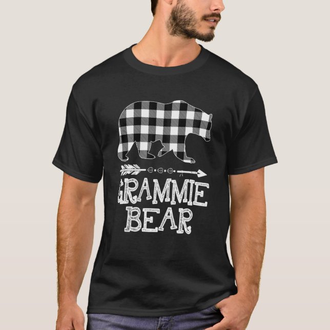 Karierter Grammie Bear Christm vom Black and White T-Shirt (Vorderseite)