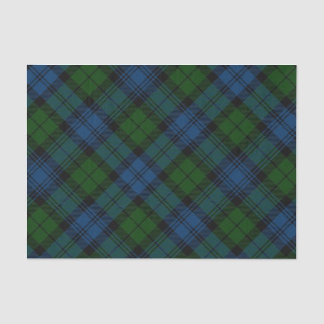 Karierter Grüner Familienurlaub Rustikaler Tartan Seidenpapier (Vorderseite)