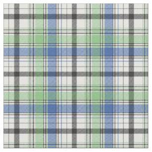 Karierter Grüner und Blauer Frühling Stoff