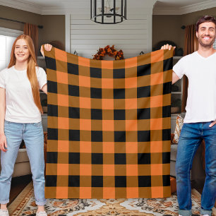 Karierter Herbst in Schwarz und Orange Buffalo Fleecedecke