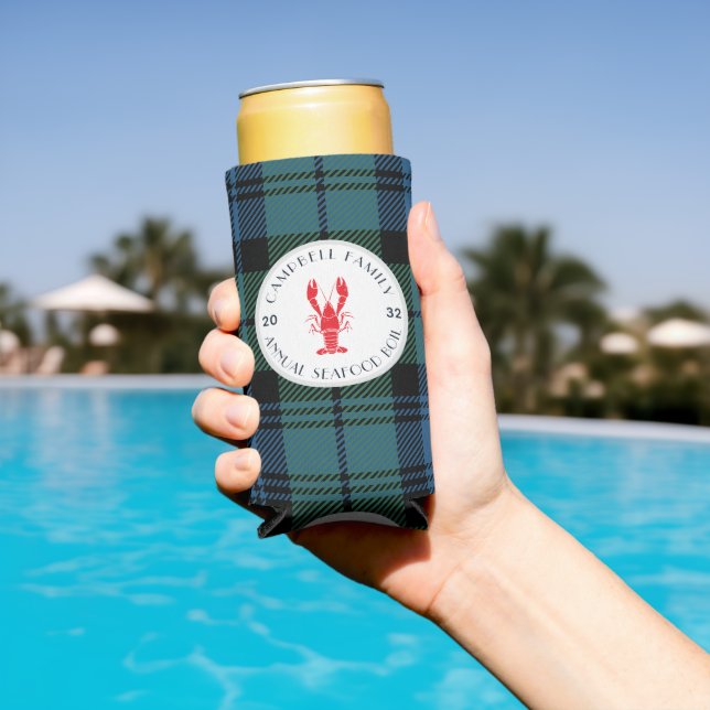 Karierter Hummer-Boil Tartan Selters Dosenkühler (In Situ Pool)