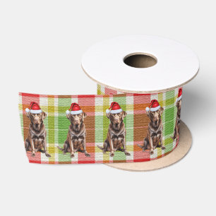 Karierter Hund Lover Funny Chocolate Labrador Weih Satinband