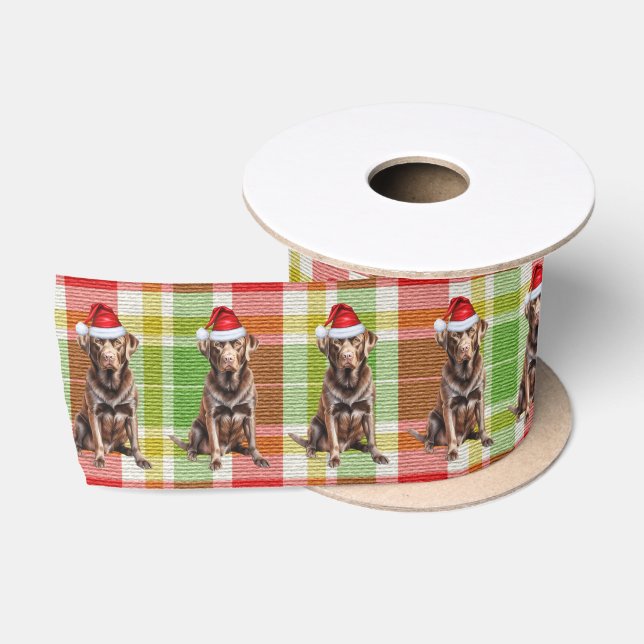 Karierter Hund Lover Funny Chocolate Labrador Weih Satinband (Spule)