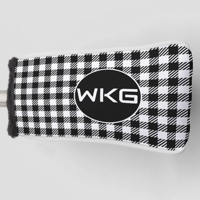 Karierter, individueller Putter-Deckel für schwarz Golf Headcover (Vorderseite)