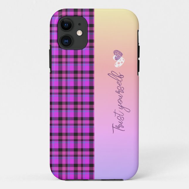 Karierter iPhone Case in Rosa und Schwarz (Rückseite)
