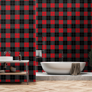 Karierter Karo Black and Red Buffalo Tapete