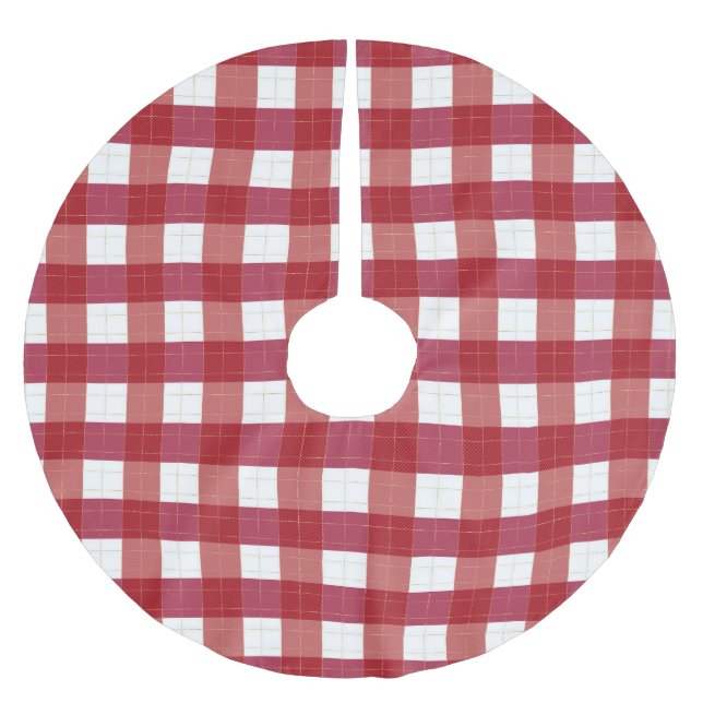 Karierter Karo-Gittermuster Polyester Weihnachtsbaumdecke (Vorderseite)