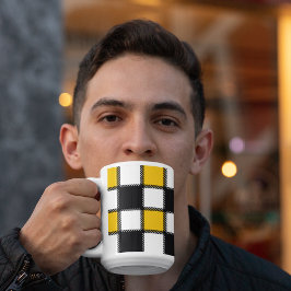 Karierter Karo in Schwarz und Gelb Kaffeetasse