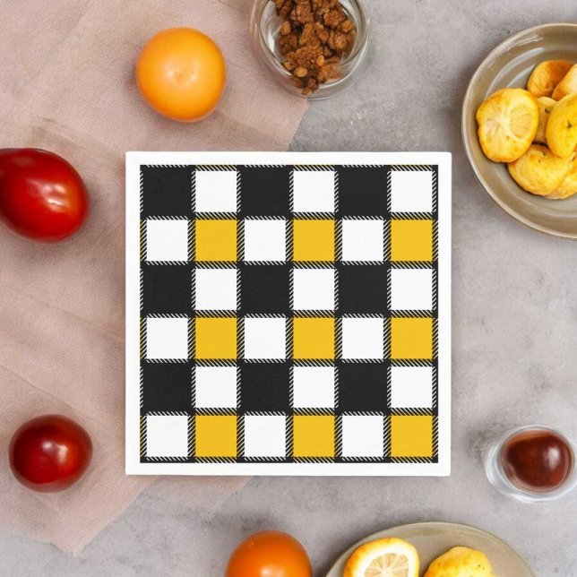 Karierter Karo in Schwarz und Gelb Serviette (dinner napkin)