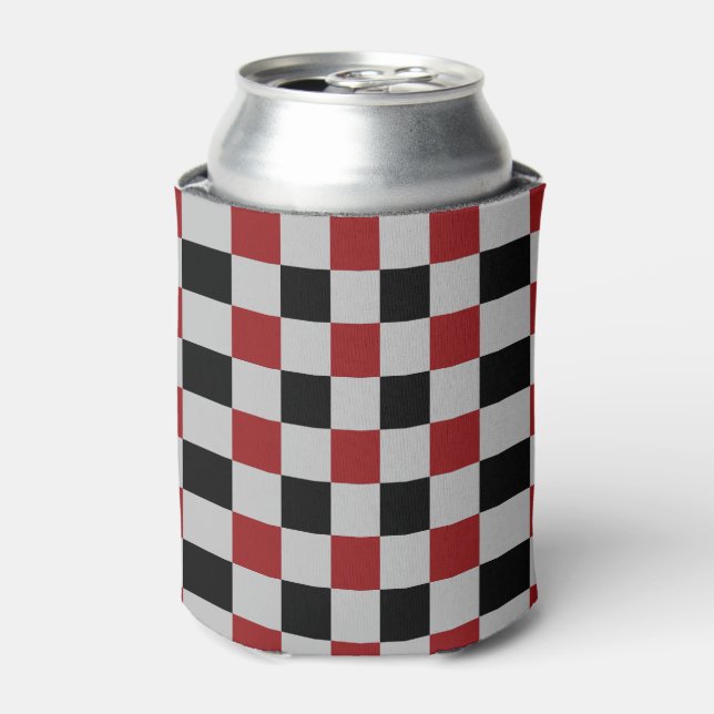 Karierter Karo mit schwarzem Rot kann Sportdesign  Dosenkühler (Kanne Vorderseite)