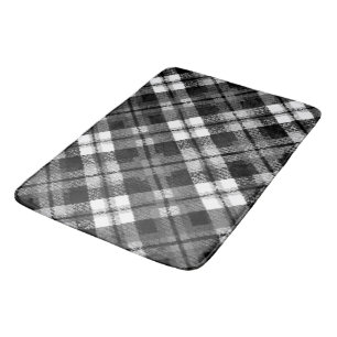 Karierter Karo Tartan Schwarz-weißer Bauernhof Mod Badematte