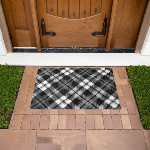 Karierter Karo Tartan Schwarz-weißer Bauernhof Mod Fußmatte