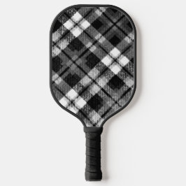 Karierter Karo Tartan Schwarz-weißer Bauernhof Mod Pickleball Schläger