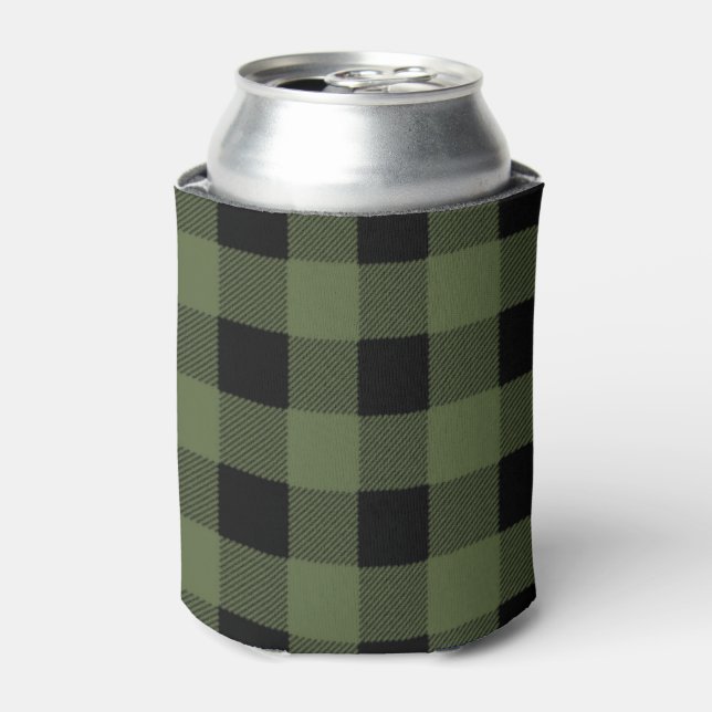 Karierter Lumberjack, grün und schwarz Dosenkühler (Kanne Vorderseite)