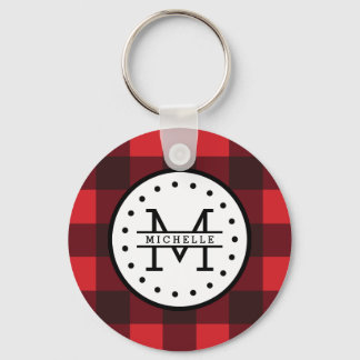 Karierter Lumberjack Name Monogram Schlüsselanhänger