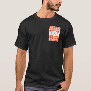 Karierter Mit Monogramm Brief von Orange und Weißb T-Shirt