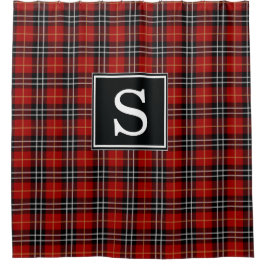 Karierter Mit Monogramm Duschvorhang in Rot und Sc