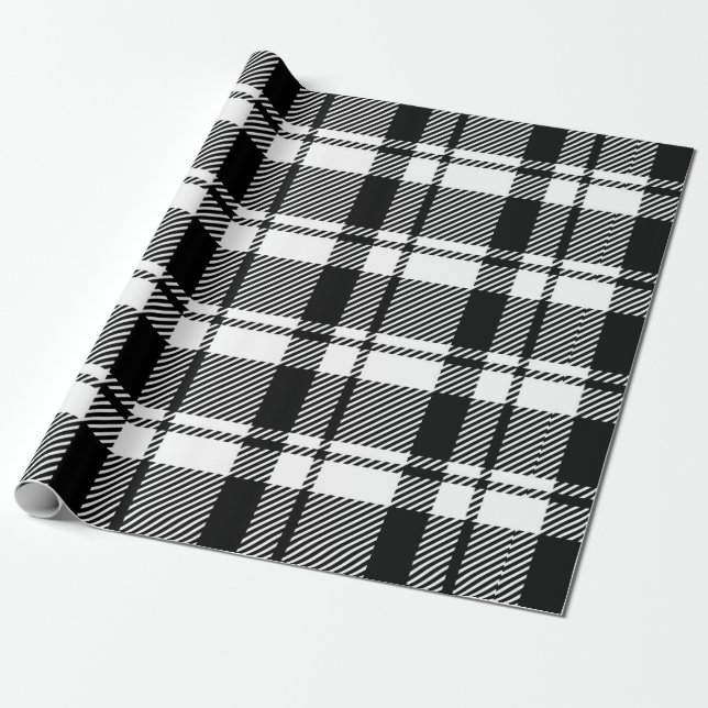 Karierter moderner Weißer Tartan Geschenkpapier (Ungerollt)
