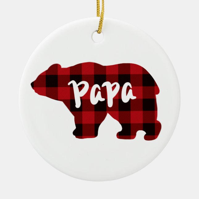 Karierter Mohnbärengeschenk für den Vater in Schwa Keramik Ornament (Vorne)