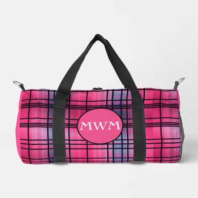 karierter Monogramm-Duffelbeutel "Hor Pink" Duffle Bag (Vorderseite)