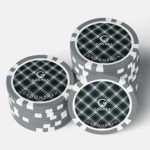 Karierter Monogramm weißer grüner Karo Tartan Trau Pokerchips
