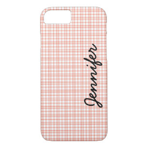 Karierter Name Orange & White, Minimalistisch iPhone 8/7 Hülle