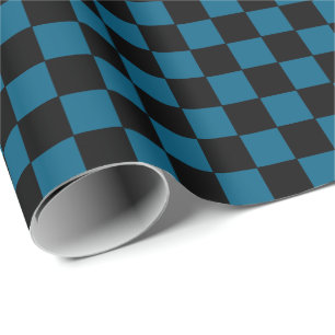 Karierter Ozean blau und Schwarz Geschenkpapier