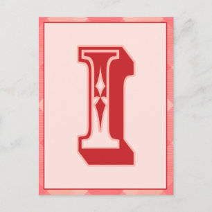 Karierter Pink Letter "I" Typografy Banner Card Postkarte