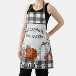 Karierter Pumpkin Herbst Personalisierte Schürze