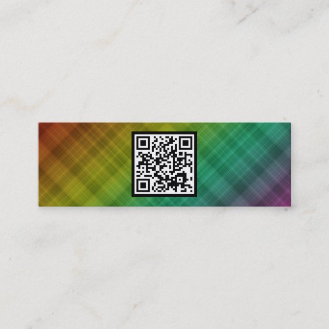 karierter QR Code des Regenbogens Mini Visitenkarte (Vorderseite)
