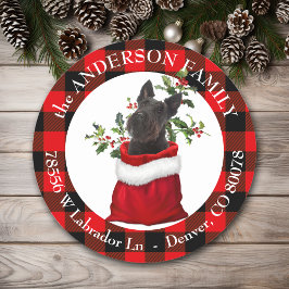 Karierter Rahmen für Black Scottish Terrier Dog Runder Aufkleber