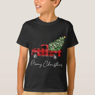 Karierter Red Truck Weihnachten Frohe Weihnachten  T-Shirt