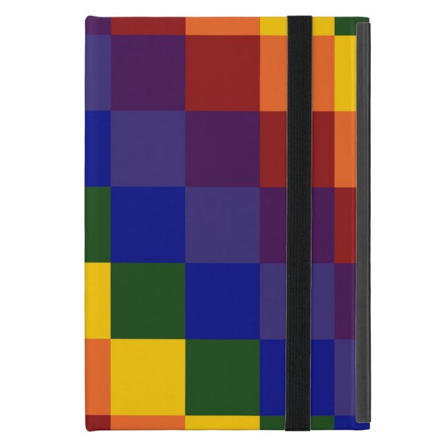 Karierter Regenbogen iPad Mini Etui (Vorderseite Geschlossen)